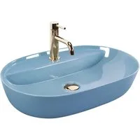 wohnwerk.idee Aufsatzwaschbecken Design-Waschbecken oval, Keramik, mit Hahnloch