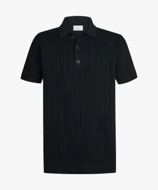Profuomo - Navy Baumwoll-Rib-Polo navy - Gr. - XL