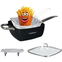 Rungassi Topf-Set Bratpfanne Pfanne Fritteuse Glasdeckel Induktion FA04 schwarz, Edelstahl