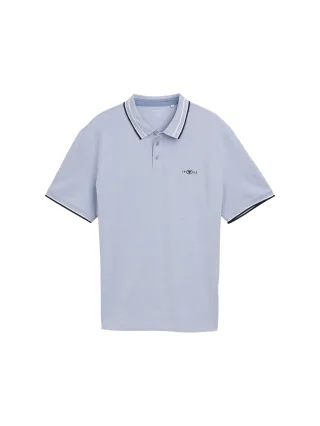 Tom Tailor - Plus Size - Piqué Poloshirt mit Stretch dove blue white two tone pique - Gr. - 3XL