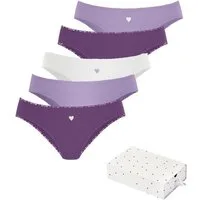 LASCANA Jazz-Pants Slips Geschenk Box (5er-Pack) mit süßen Herzchen-Prints und aus elastischer Baumwoll-Qualität