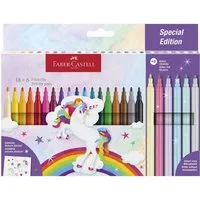Faber-Castell Filzstift FABER-CASTELL Filzstifte Einhorn mit Sticker 18+6 Stück Kartonetui