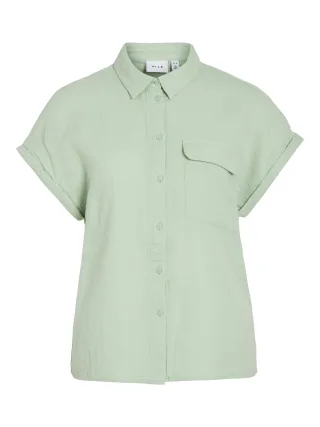 VILA - VILANIA S/S SHIRT silt green - Gr. - 36