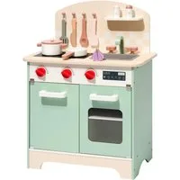 Vivitar Spielküche aus Holz mit Herd, Backofen, Kühlschrank, Mikrowelle & Spüle, kreatives Rollenspiel-Kochset für Kinder, Lernspielzeug
