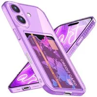 Nalia Smartphone-Hülle Apple iPhone 16 15,5 cm (6,1 Zoll), Klare Neon Silikon Hülle mit Kartenfach / Durchsichtig Bunt Leuchtend