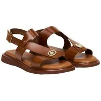 Desa DESA Damen-Ledersandalen mit goldenen Details Slipper