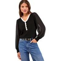 LIPSY V-Ausschnitt-Pullover Lipsy Stricktop mit Chiffon-Ärmeln, Regular (1-tlg)
