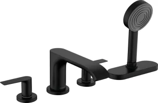 Hansgrohe 4-Loch Wannenarmatur Vivenis F-Set Wannenrandmontage mit sBox mattschwarz, 75444670 75444670