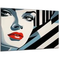 DARO Design Leinwandbild Modern Abstrakt Wandbilder XXL Wandbild Wand Deko Leinwand Bilder, (Frau mit roten Lippen - Bild groß Wohnzimmer Schlafzimmer Küche Esszimmer Einteilig Querformat Fotodruck Leinwände Wanddeko Abstrakte Kunst Boho), 30x20cm