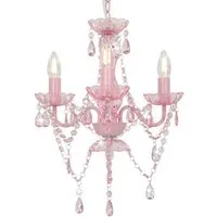 vidaXL Kronleuchter Kronleuchter mit Perlen Rosa Rund 3×E14