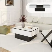 en.casa Couchtisch, ausziehbar »Lens« mit Stauraum 80x60x36 cm Schwarz/Weiß