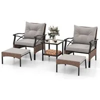 KOMFOTTEU Balkonset Gartenmöbel Sitzgruppe, (Set, 5-tlg), mit weichen Sitz- & Rückenkissen