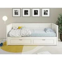 OTTO home Daybed Leorben, 2 Schlafplätze, Jugendbett, Landhausstil, Massivholz, ausziehbar, 2 Schubladen, inkl. Lattenroste, viel Stauraum, Made in EU