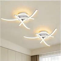 BlingBin LED Deckenleuchte 3 Flammig Modern Schlafzimmerlampe 21W Wohnzimmerlampe, Memory-Funktion, LED fest integriert, Warmweiß, Kaltweiß, Neutralweiß, Wellen Design Küchenlampe Innen Flurlampe für Wohnzimmer Küche