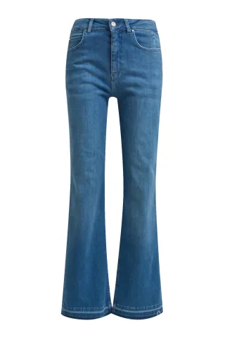 Milano Italy - Wideleg Pants, 5-Pocket style, open hem denim - Gr. - 38