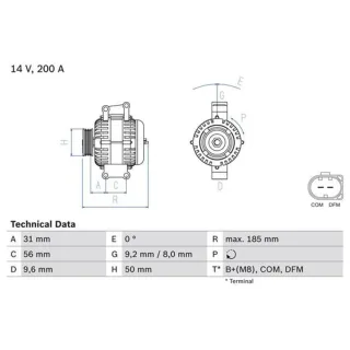 Bosch Lichtmaschine 200A 0986048550 Mercedes C-Klasse Clc-Klasse Clk E-Klasse S-Klasse
