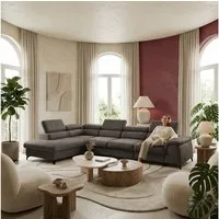 Muffo Ecksofa Plaza Maxi, Modernes Große sofa L-form mit Schlaffunktion und Verstellbare Kopfstützen Metallfüße, elegante einfache Form