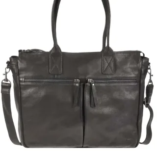 Bear Design Shopper Damen Leder Notebookfach Binni schwarz | Callisto Pelle