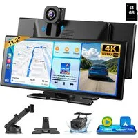 ESSGOO 11,3" Carplay Android Auto 360° Dashcam mit Rückfahrkamera Spiegel Navigationsgerät (Wireless Carplay Android Auto)