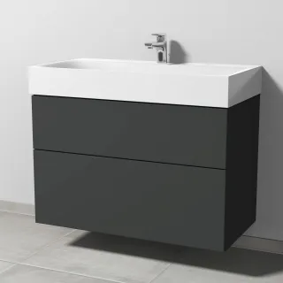 Sanipa 3way Waschtischunterbau zu Kaldewei Silenio Waschtisch mit 2 Auszügen, Graphit-Matt SP4561B