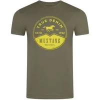 MUSTANG T-Shirt Herren Printshirt Regular Fit (1-tlg) Kurzarm Tee Shirt mit Rundhalsausschnitt aus 100% Baumwolle