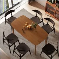 HOMCOM Esstisch 150 x 80 cm Küchentisch für 6 Personen (Holztisch, 1-St., Esszimmertisch), für Küche, Esszimmer und Wohnzimmer Hellbraun