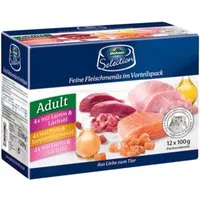 Dehner Premium Multipack Adult Lamm / Pute / Lachs, 12 x 100 g Beutel Lamm, Nassfutter für: Katze, Nassfutter für ausgewachsene Katzen