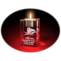 GLASFOTO.COM Teelichthalter Valentinstag, Rose + Ich denk an dich
