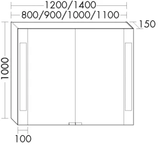 Burgbad Spiegelschrank rc40 System PG2 1000x1100x150 Eiche Schwarz, SPOI110F4106 SPOI110F4106