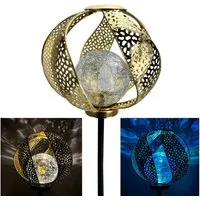 Online-Fuchs Gartenstecker aus Metall mit Glaskugel in Bruchglasoptik und LED-Solarbeleuchtung (Silber oder Gold, warmweiße Beleuchtung oder seichter Farbwechsel) beeindruckende Dekoration für Ihren Garten, Terrasse oder Balkon