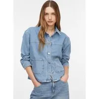 comma Funktionsjacke Indoor-Jacke Relaxed Denim-Jacke mit aufgesetzten Taschen