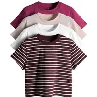 The Set T-Shirt The Set verkürzte, schwere T-Shirts, 4er-Pack (4-tlg)