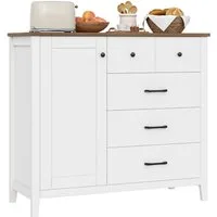 HOMECHO Buffet Sideboard, Küchenschrank mit 5 Schubladen und 1 Tür