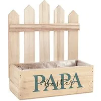 Herz & Heim Geschenkbox Pflanzkorb mit Zaun - Geschenkkorb mit Druck für Mama, Papa, Oma, Opa, aus Holz, mit Folie ausgekleidet