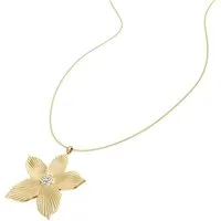 Fossil Kette mit Anhänger Schmuck Geschenk Edelstahl Halskette Blume Sutton, mit Glasstein