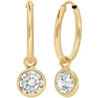 Firetti Paar Creolen Schmuck Geschenk Gold 375 Ohrschmuck Ohrringe Solitär, mit Zirkonia (synth) - Einhänger abnehmbar