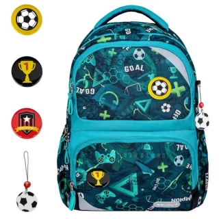 Belmil Schulrucksack MAXI PACK mit Patches "Football Goal"