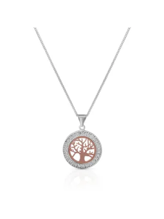 Zeeme Silber Halskette Silber 925 zweifarbig mit Lebensbaum-Motiv