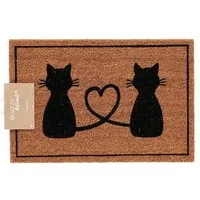 BOLTZE Fußmatte Fußmatte CAT LOVE natur schwarz Katzen mit Herz Türdeko Kokos PVC 60x4