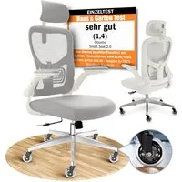 CLOUVOU Bürostuhl Ergonomisch, Schreibtischstuhl bis 150 kg - Testsieger (SmartSeat - Chefsessel für Arbeitszimmer, 3D-Kopfstütze & Flip-Up Armlehnen), Blade Wheels, Homeoffice, Gaming Stuhl, Drehstuhl