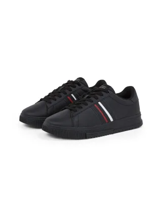 Tommy Hilfiger Sneaker "MODERN CUPSOLE STRIPES LTH", Freizeitschuh, Halbschuh, Schnürer mit seitlichen Streifen