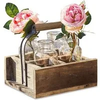 Mirabeau Übertopf Vase 4er Set mit Korb Reverie braun/klar