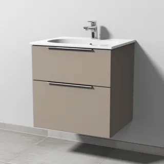 Sanipa 3way Waschtischunterbau zu Geberit Acanto Slim Waschtisch mit 2 Auszügen, Sandgrau-Matt UF41067