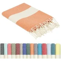 furora HOLIDAY Strandtuch groß 100x200 cm Strand Tuch, aus Baumwolle, Hamamtuch Badetuch, leicht, lang, dünn & kompakt