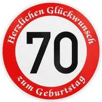 BauSupermarkt24 Verkehrsschild ORIGINAL Verkehrszeichen Nr. 274-70 " 70km/h " mit Geburtstagstext