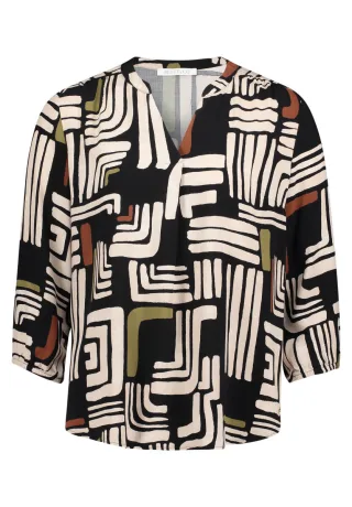 Betty & Co - Gemusterte Bluse schwarz - Gr. - 46