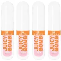 Essence Lipgloss JUICY BOMB PARTY JUMBO LIPGLOSS, 4-tlg., Ultraglänzendes Finish, transparente Textur, Litschi-Duft, vegan.
