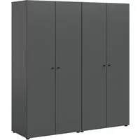 Home affaire Kleiderschrank BILLINGS, Schlafzimmerschrank, Schrank, Garderobenschrank (OTTO BESTSELLER, Garderobe & Schlafzimmer) Breite 160cm, grau, 4-türig, inkl. 2 Kleiderstangen und 2 Ablageböden