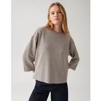 OPUS Sweatshirt GOMAN mit graphischem Muster schmal zulaufend, langer Fledermausärmel