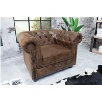 riess-ambiente Sessel CHESTERFIELD 110cm antik braun (Einzelartikel, 1-St), Wohnzimmer · Microfaser · mit Armlehne · Federkern